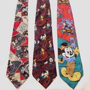 Disney Mickey Mouse Men's Neckties Cartoon Tie Novelty Retro Vintage Silk Set 3